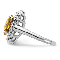Load image into Gallery viewer, Sterling Silver Rhodium Diam. &amp; Checker-Cut Whiskey Quartz Ring
