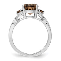 Load image into Gallery viewer, Sterling Silver Rhodium Oval Diam. &amp; Smoky Quartz Ring
