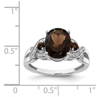 Load image into Gallery viewer, Sterling Silver Rhodium Oval Diam. &amp; Smoky Quartz Ring
