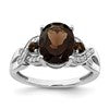 Sterling Silver Rhodium Oval Diam. & Smoky Quartz Ring