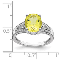 Load image into Gallery viewer, Sterling Silver Rhodium Diam. &amp; Lemon Quartz Ring
