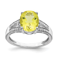 Load image into Gallery viewer, Sterling Silver Rhodium Diam. &amp; Lemon Quartz Ring
