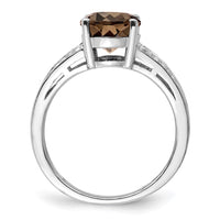 Load image into Gallery viewer, Sterling Silver Rhodium Diam. &amp; Smoky Quartz Ring
