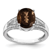 Load image into Gallery viewer, Sterling Silver Rhodium Diam. &amp; Smoky Quartz Ring
