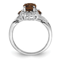 Load image into Gallery viewer, Sterling Silver Rhodium Diam. &amp; Smoky Quartz Ring

