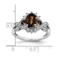 Load image into Gallery viewer, Sterling Silver Rhodium Diam. &amp; Smoky Quartz Ring

