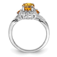 Load image into Gallery viewer, Sterling Silver Rhodium Diam. &amp; Whiskey Quartz Ring
