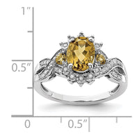 Load image into Gallery viewer, Sterling Silver Rhodium Diam. &amp; Whiskey Quartz Ring
