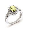 Sterling Silver Rhodium-plated Diamond & Oval Lemon Quartz Ring