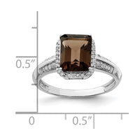 Load image into Gallery viewer, Sterling Silver Rhodium Diam. &amp; Smoky Quartz Ring
