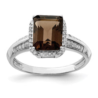 Load image into Gallery viewer, Sterling Silver Rhodium Diam. &amp; Smoky Quartz Ring
