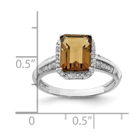 Load image into Gallery viewer, Sterling Silver Rhodium Diam. &amp; Whiskey Quartz Ring
