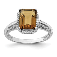 Load image into Gallery viewer, Sterling Silver Rhodium Diam. &amp; Whiskey Quartz Ring
