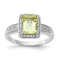 Load image into Gallery viewer, Sterling Silver Rhodium-plated Diamond &amp; Lemon Quartz Ring
