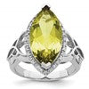 Sterling Silver Rhodium Lemon Quartz & Diam. Ring