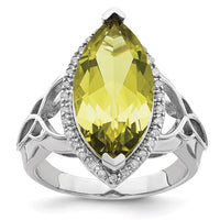 Load image into Gallery viewer, Sterling Silver Rhodium Lemon Quartz &amp; Diam. Ring
