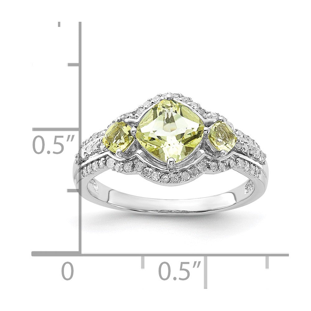 Sterling Silver Diamond & Lemon Quartz Ring