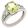 Sterling Silver Rhodium-plated Diamond & Lemon Quartz Ring