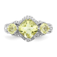 Load image into Gallery viewer, Sterling Silver Diamond &amp; Lemon Quartz Ring
