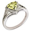 Sterling Silver Rhodium-plated Diamond & Lemon Quartz Ring