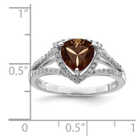 Load image into Gallery viewer, Sterling Silver Rhodium Diam. &amp; Smoky Quartz Ring
