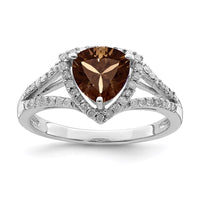 Load image into Gallery viewer, Sterling Silver Rhodium Diam. &amp; Smoky Quartz Ring
