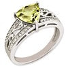 Sterling Silver Rhodium-plated Diamond & Lemon Quartz Ring
