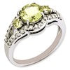 Sterling Silver Rhodium-plated Diamond & Lemon Quartz Ring