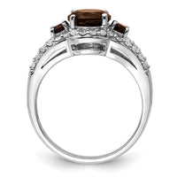 Load image into Gallery viewer, Sterling Silver Rhodium Diam. &amp; Smoky Quartz Ring
