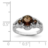 Load image into Gallery viewer, Sterling Silver Rhodium Diam. &amp; Smoky Quartz Ring
