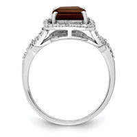 Load image into Gallery viewer, Sterling Silver Rhodium Octagonal Diam. &amp; Smoky Quartz Ring
