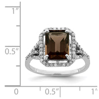 Load image into Gallery viewer, Sterling Silver Rhodium Octagonal Diam. &amp; Smoky Quartz Ring
