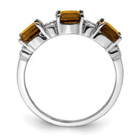 Load image into Gallery viewer, Sterling Silver Rhodium Whiskey Quartz &amp; Diam. Ring
