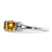 Load image into Gallery viewer, Sterling Silver Rhodium Whiskey Quartz &amp; Diam. Ring
