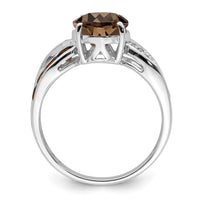 Load image into Gallery viewer, Sterling Silver Rhodium Diam. &amp; Smoky Quartz Ring
