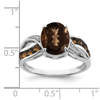 Load image into Gallery viewer, Sterling Silver Rhodium Diam. &amp; Smoky Quartz Ring
