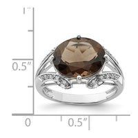 Load image into Gallery viewer, Sterling Silver Rhodium Oval Diam. &amp; Smoky Quartz Ring
