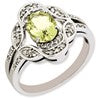 Sterling Silver Rhodium-plated Oval Diamond & Lemon Quartz Ring