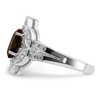 Load image into Gallery viewer, Sterling Silver Rhodium Oval Diam. &amp; Smoky Quartz Ring
