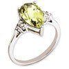 Sterling Silver Rhodium-plated Diamond & Lemon Quartz Ring