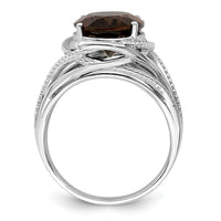 Load image into Gallery viewer, Sterling Silver Rhodium Smoky Quartz Ring

