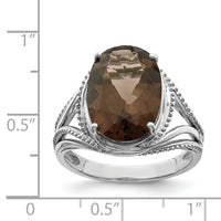 Load image into Gallery viewer, Sterling Silver Rhodium Smoky Quartz Ring
