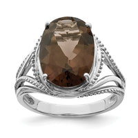 Load image into Gallery viewer, Sterling Silver Rhodium Smoky Quartz Ring
