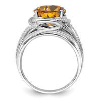 Load image into Gallery viewer, Sterling Silver Rhodium Whiskey Quartz Ring

