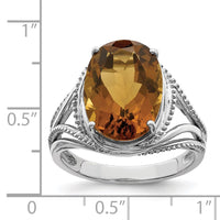 Load image into Gallery viewer, Sterling Silver Rhodium Whiskey Quartz Ring
