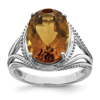 Load image into Gallery viewer, Sterling Silver Rhodium Whiskey Quartz Ring
