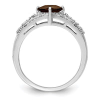 Load image into Gallery viewer, Sterling Silver Rhodium Smoky Quartz &amp; Diam. Ring
