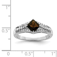 Load image into Gallery viewer, Sterling Silver Rhodium Smoky Quartz &amp; Diam. Ring
