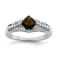 Load image into Gallery viewer, Sterling Silver Rhodium Smoky Quartz &amp; Diam. Ring
