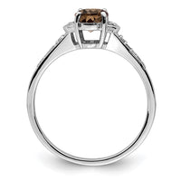 Load image into Gallery viewer, Sterling Silver Rhodium Smoky Quartz &amp; Diam. Ring
